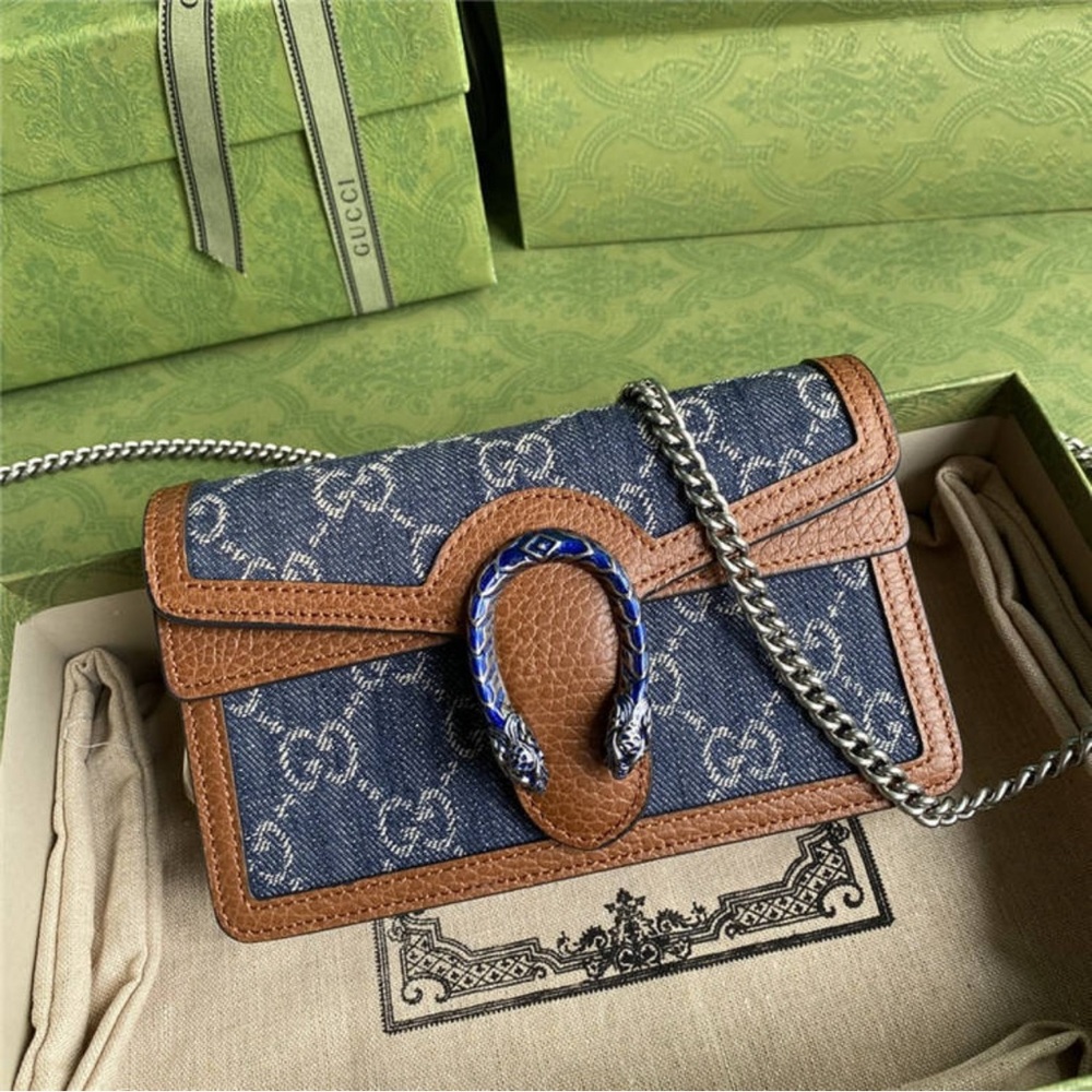 Gucci Blue and Brown Crossbody Bag